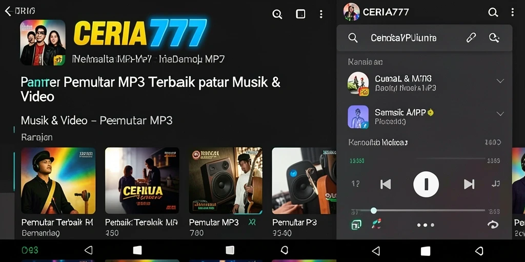 Tampilan antarmuka CERIA777 dengan fitur Pemutar MP3 yang intuitif.
