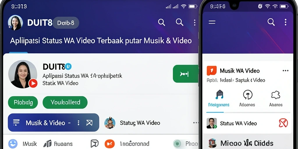 Tampilan antarmuka DUIT8 yang intuitif dan menarik untuk Status WA Video.
