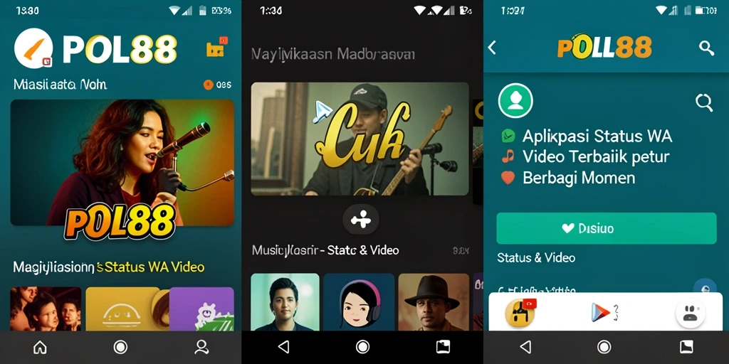 Tampilan antarmuka POL88 dengan pilihan video Status WA yang beragam.