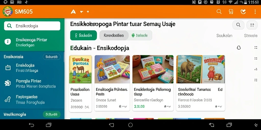 Antarmuka aplikasi Ensiklopedia SM605 yang ramah pengguna.